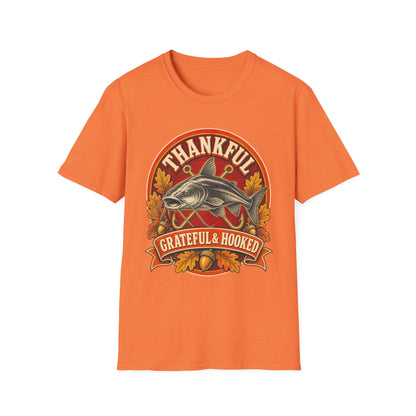 Thankful Grateful & Hooked Fishing T-Shirt