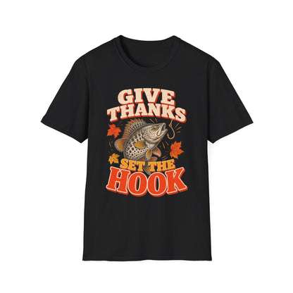 Give Thanks, Set the Hook Thanksgiving Fishing T-Shirt