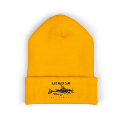 Blue River Carp Fishing Embroidered Cuffed Beanie (BK Thread)
