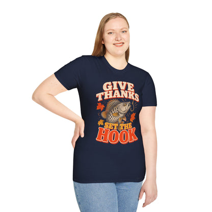 Give Thanks, Set the Hook Thanksgiving Fishing T-Shirt