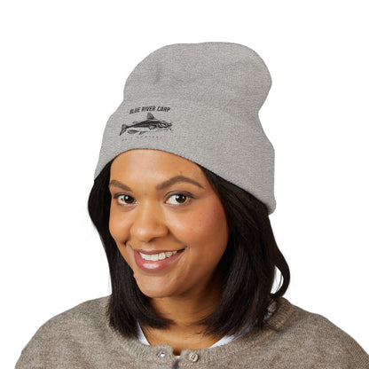 Blue River Carp Fishing Embroidered Cuffed Beanie (BK Thread)