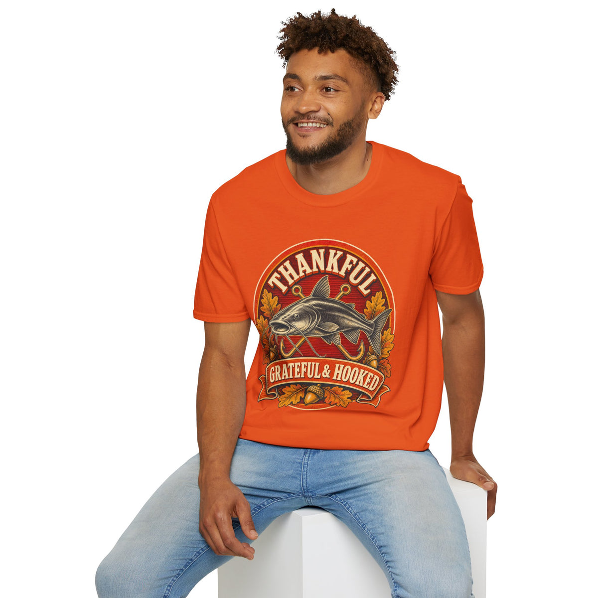 Thankful Grateful & Hooked Fishing T-Shirt