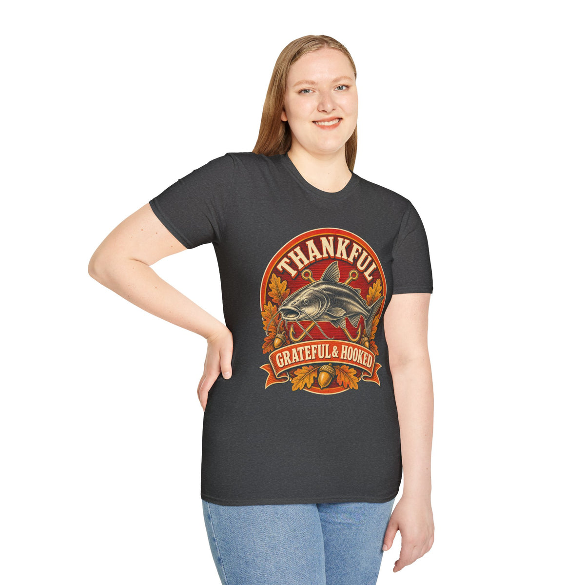 Thankful Grateful & Hooked Fishing T-Shirt