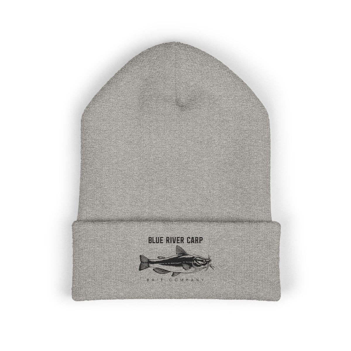 Blue River Carp Fishing Embroidered Cuffed Beanie (BK Thread)