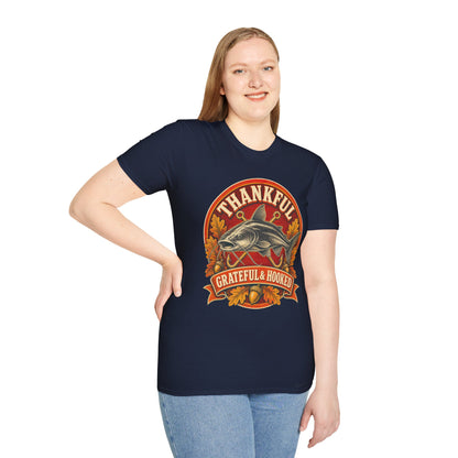 Thankful Grateful & Hooked Fishing T-Shirt