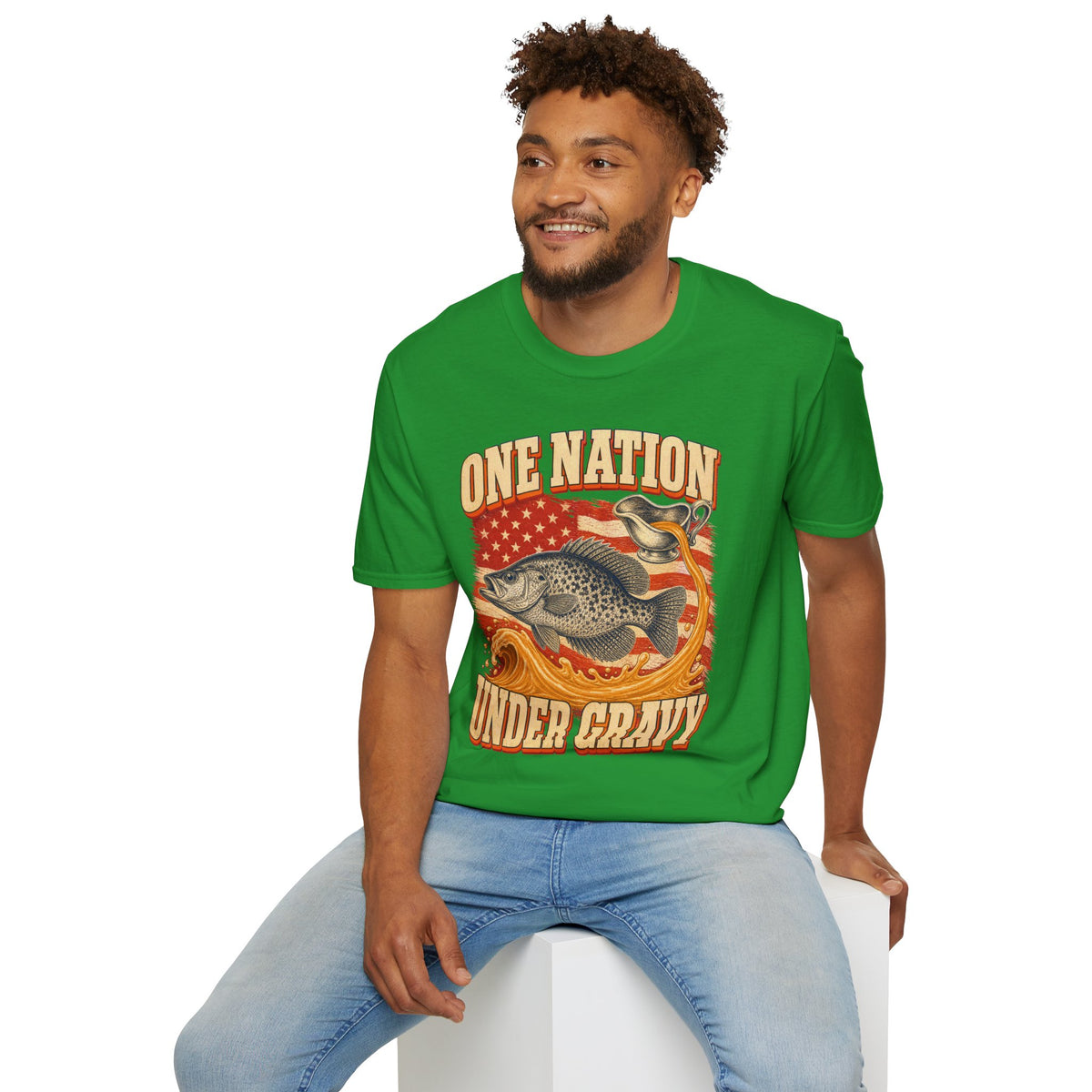 One Nation Under Gravy Funny Fish Thanksgiving T-Shirt