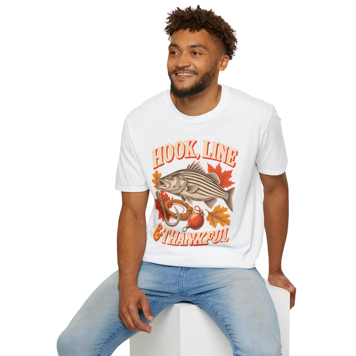 Hook, Line & Thankful Fishing Thanksgiving T-Shirt