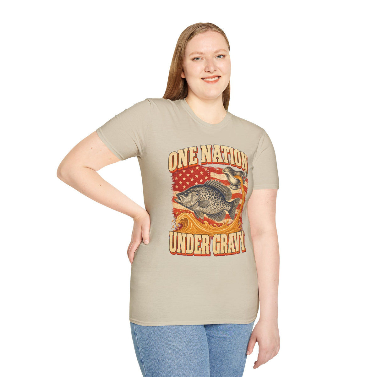 One Nation Under Gravy Funny Fish Thanksgiving T-Shirt