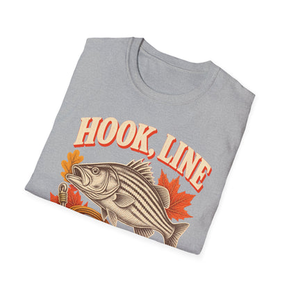 Hook, Line & Thankful Fishing Thanksgiving T-Shirt