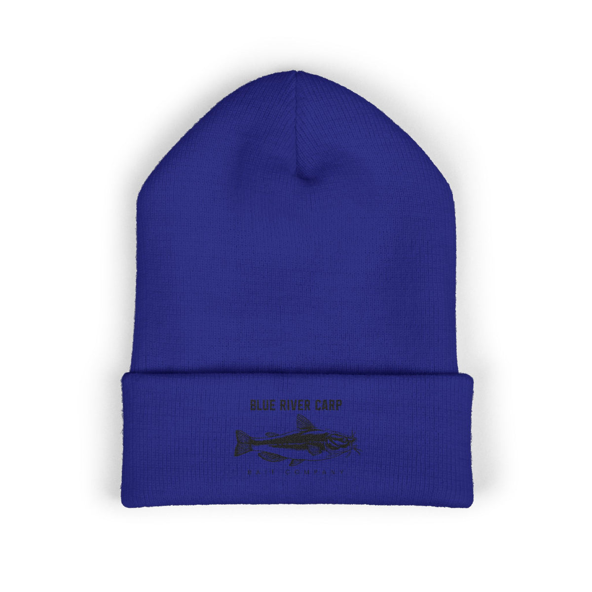 Blue River Carp Fishing Embroidered Cuffed Beanie (BK Thread)