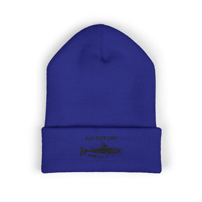 Blue River Carp Fishing Embroidered Cuffed Beanie (BK Thread)
