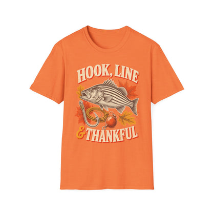 Hook, Line & Thankful Fishing Thanksgiving T-Shirt