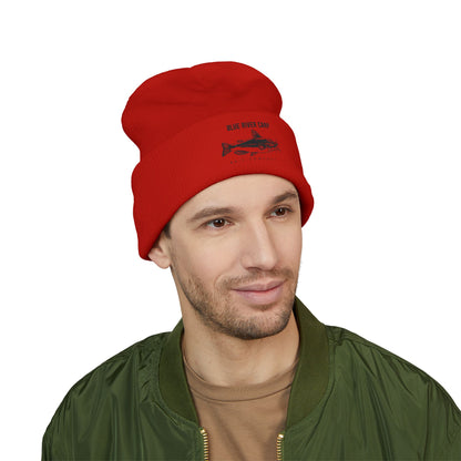 Blue River Carp Fishing Embroidered Cuffed Beanie (BK Thread)