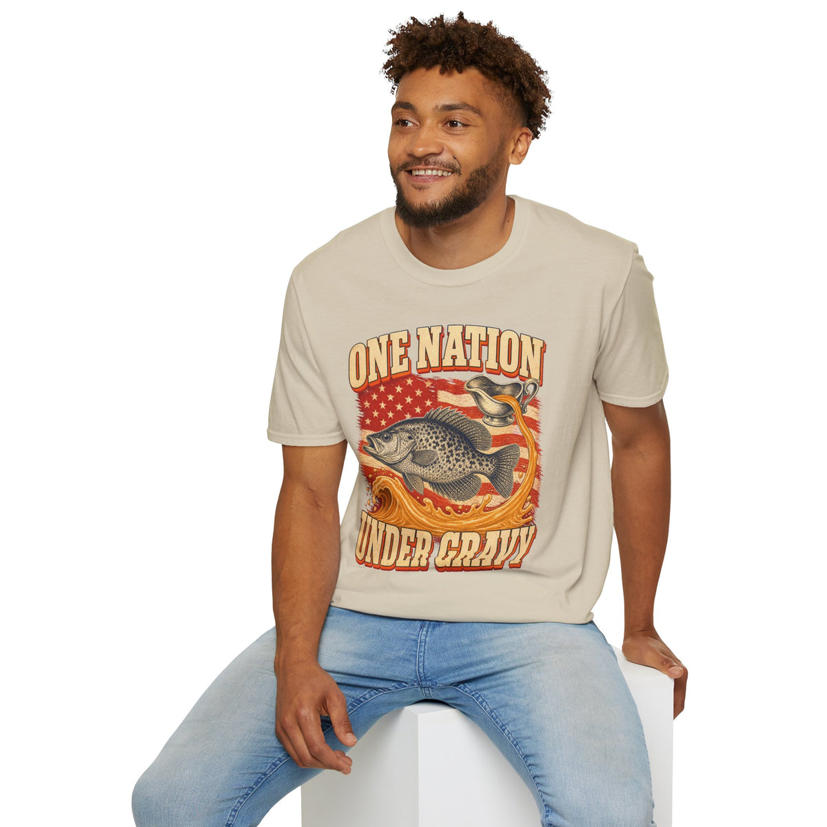 One Nation Under Gravy Funny Fish Thanksgiving T-Shirt