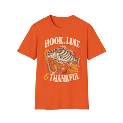 Hook, Line & Thankful Fishing Thanksgiving T-Shirt