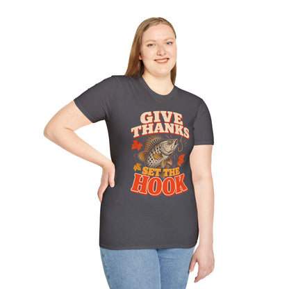 Give Thanks, Set the Hook Thanksgiving Fishing T-Shirt