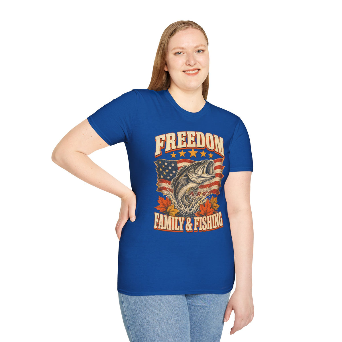 Freedom Family & Fishing American Flag T-Shirt