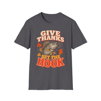 Give Thanks, Set the Hook Thanksgiving Fishing T-Shirt