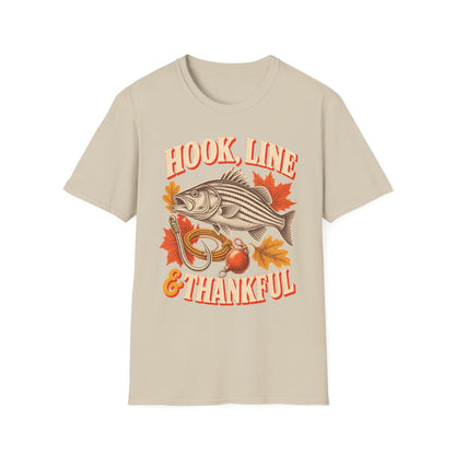 Hook, Line & Thankful Fishing Thanksgiving T-Shirt
