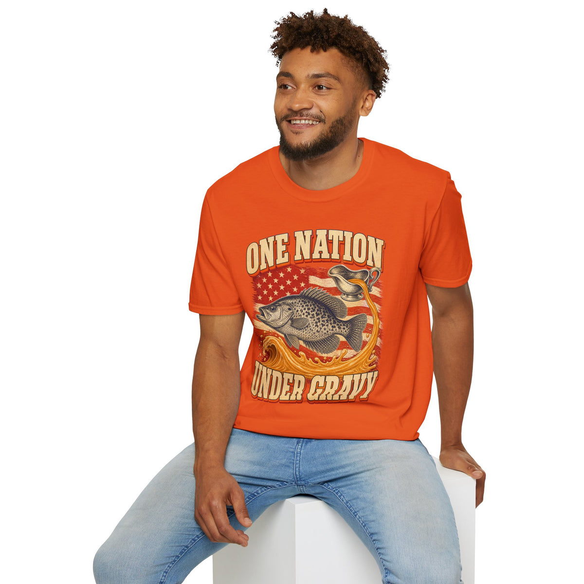 One Nation Under Gravy Funny Fish Thanksgiving T-Shirt