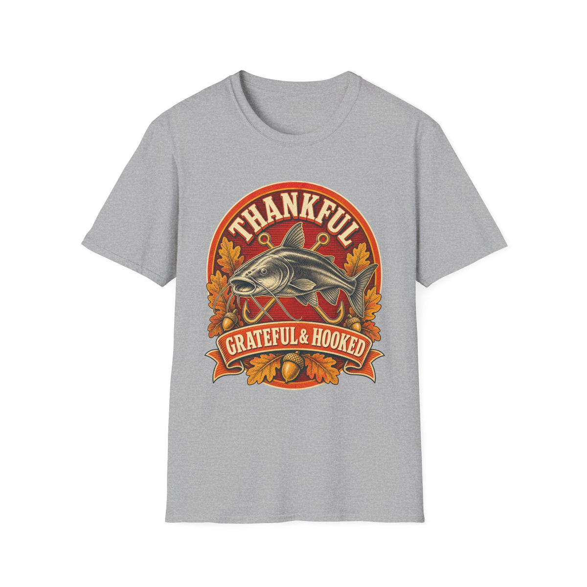 Thankful Grateful & Hooked Fishing T-Shirt