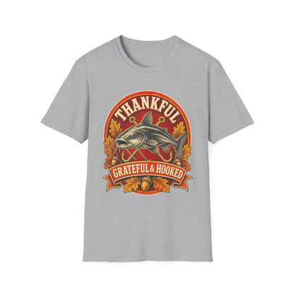 Thankful Grateful & Hooked Fishing T-Shirt