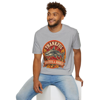 Thankful Grateful & Hooked Fishing T-Shirt