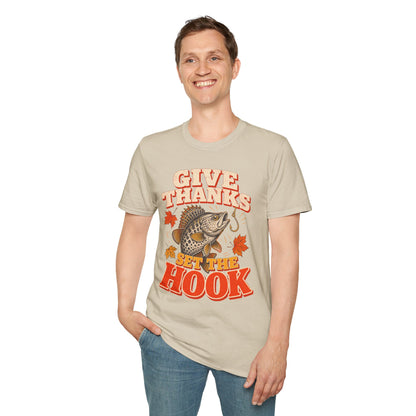 Give Thanks, Set the Hook Thanksgiving Fishing T-Shirt