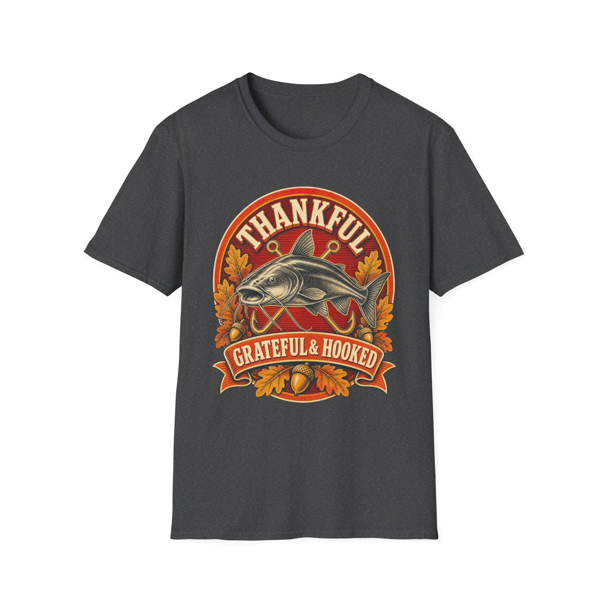 Thankful Grateful & Hooked Fishing T-Shirt
