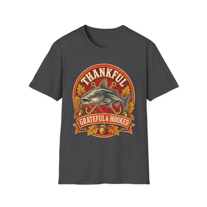 Thankful Grateful & Hooked Fishing T-Shirt