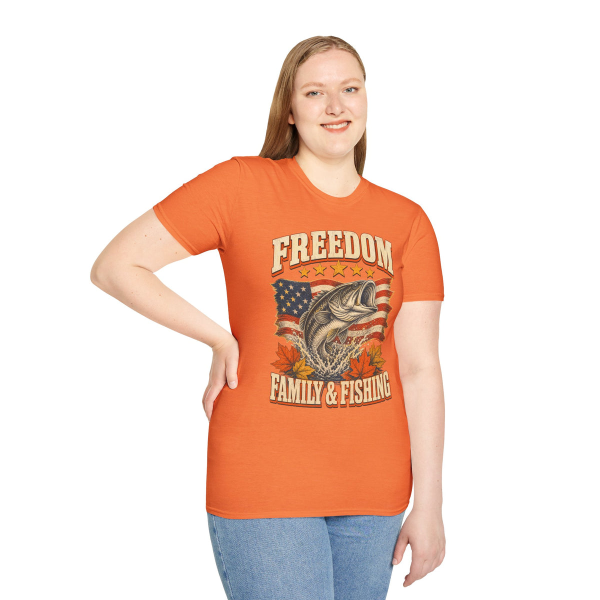 Freedom Family & Fishing American Flag T-Shirt