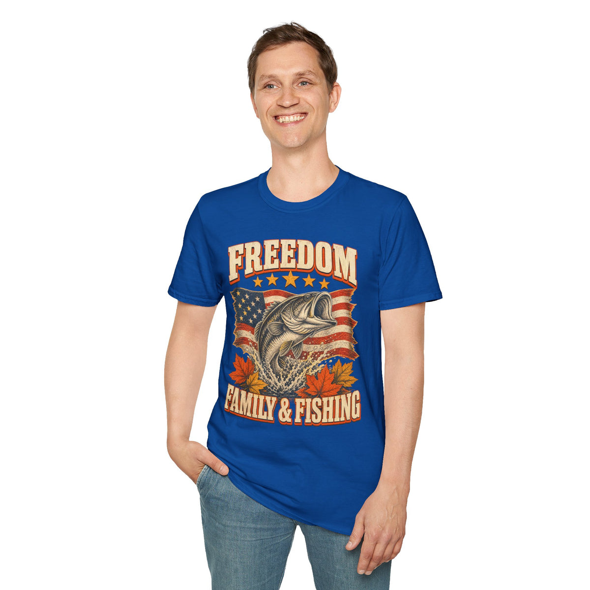 Freedom Family & Fishing American Flag T-Shirt