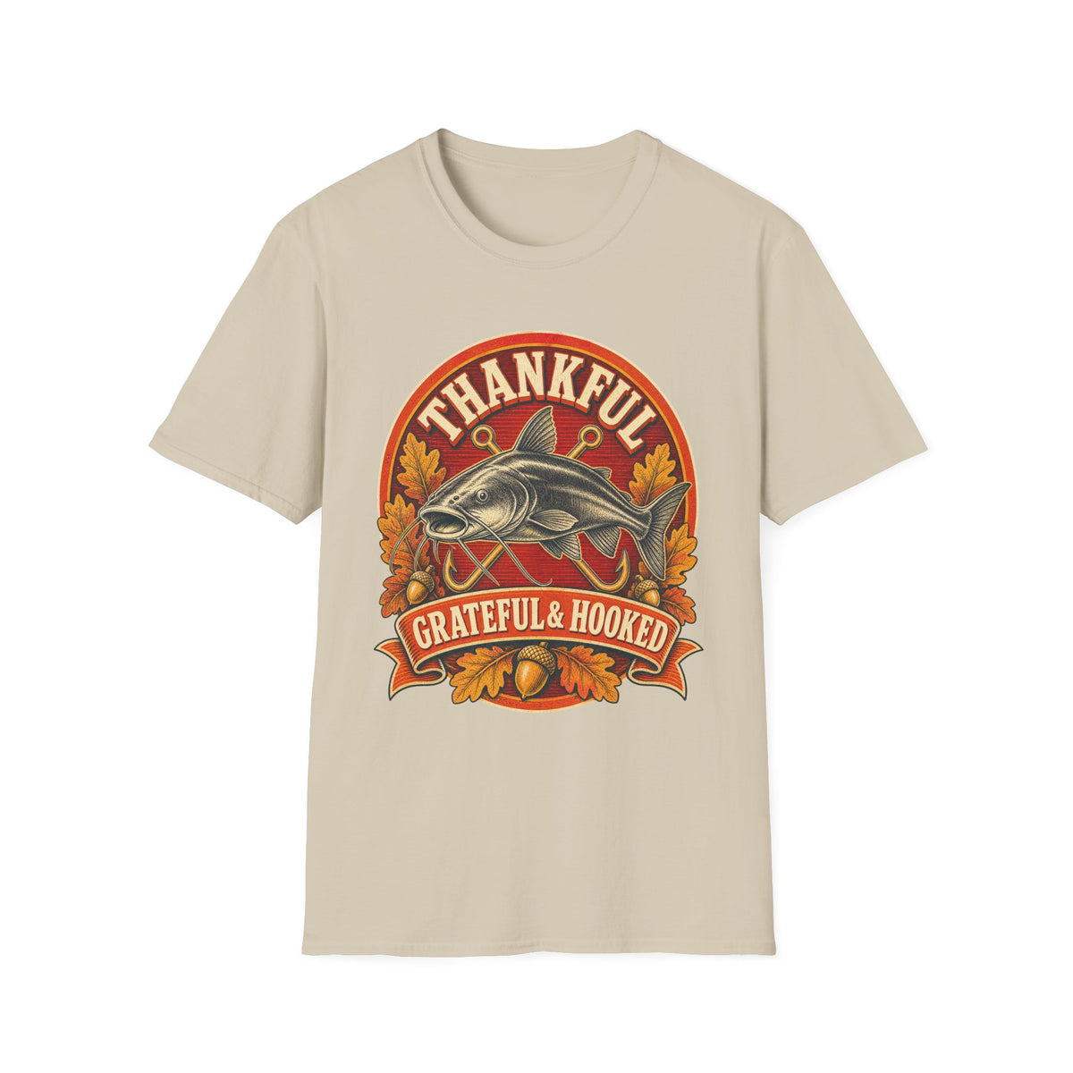 Thankful Grateful & Hooked Fishing T-Shirt