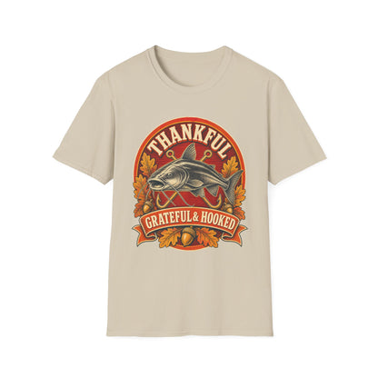 Thankful Grateful & Hooked Fishing T-Shirt