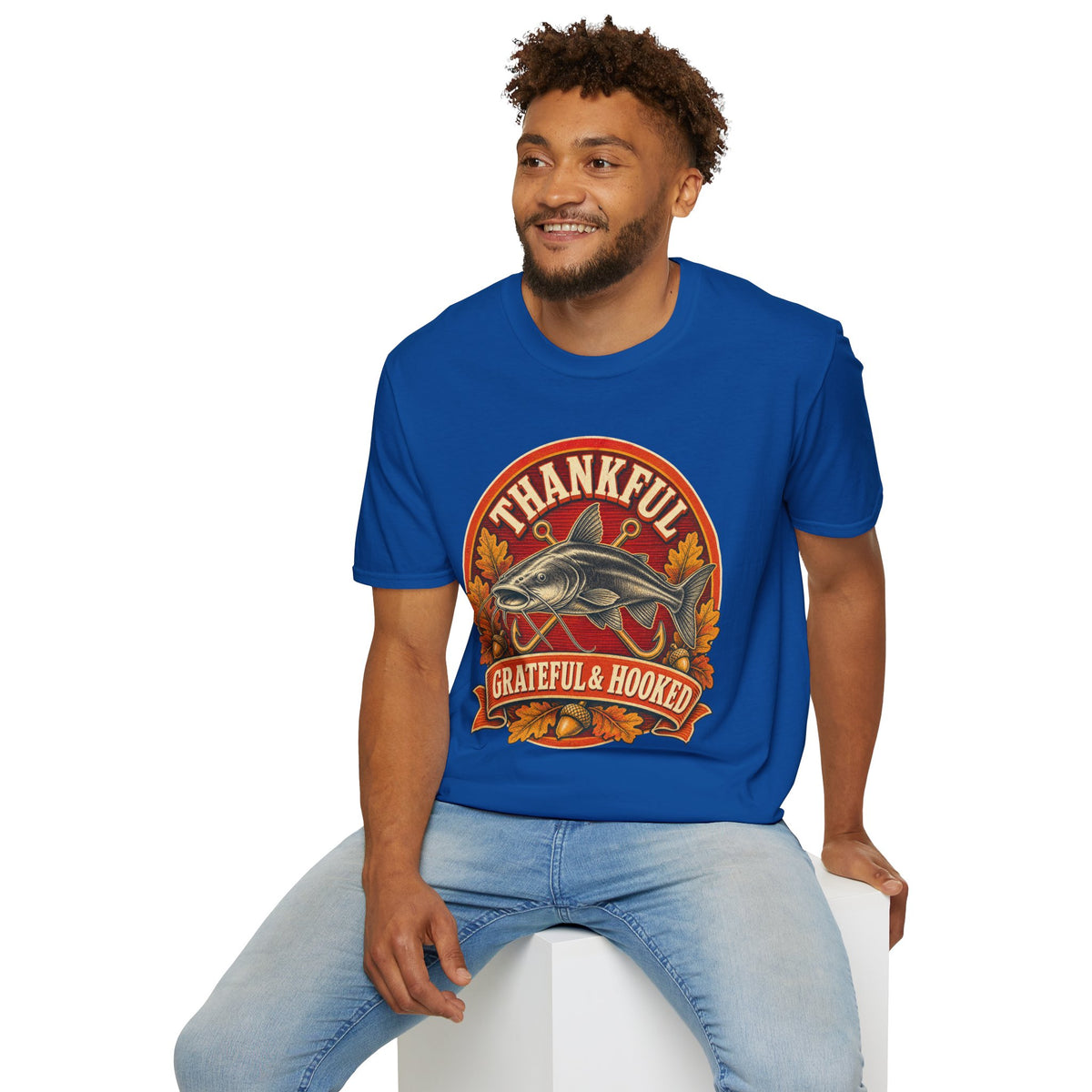 Thankful Grateful & Hooked Fishing T-Shirt