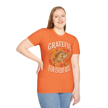 Grateful for Every Bite Fish Thanksgiving T-Shirt