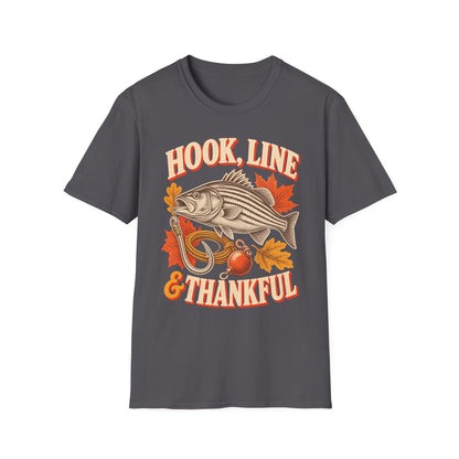Hook, Line & Thankful Fishing Thanksgiving T-Shirt