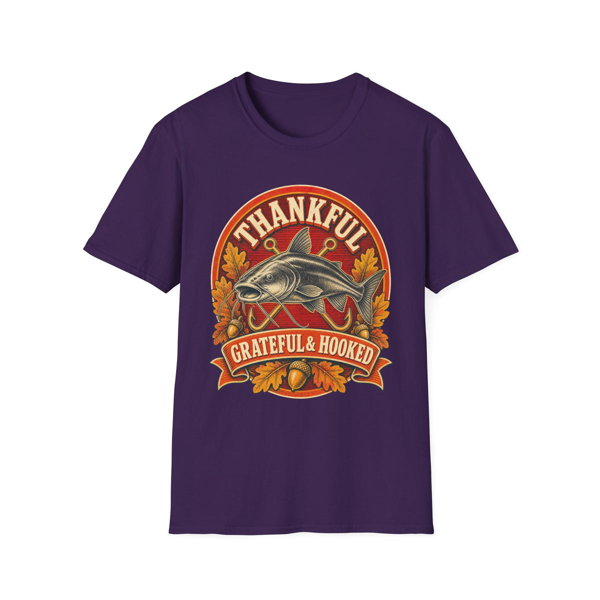 Thankful Grateful & Hooked Fishing T-Shirt