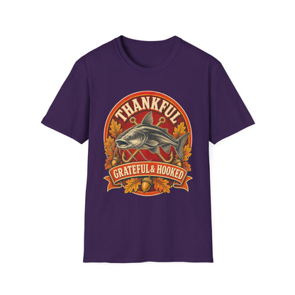 Thankful Grateful & Hooked Fishing T-Shirt