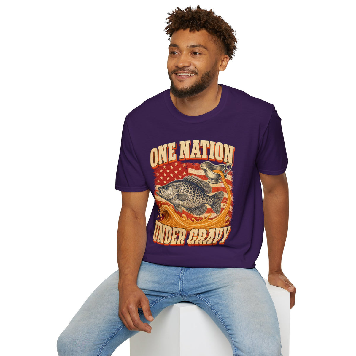 One Nation Under Gravy Funny Fish Thanksgiving T-Shirt