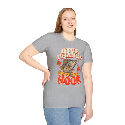 Give Thanks, Set the Hook Thanksgiving Fishing T-Shirt
