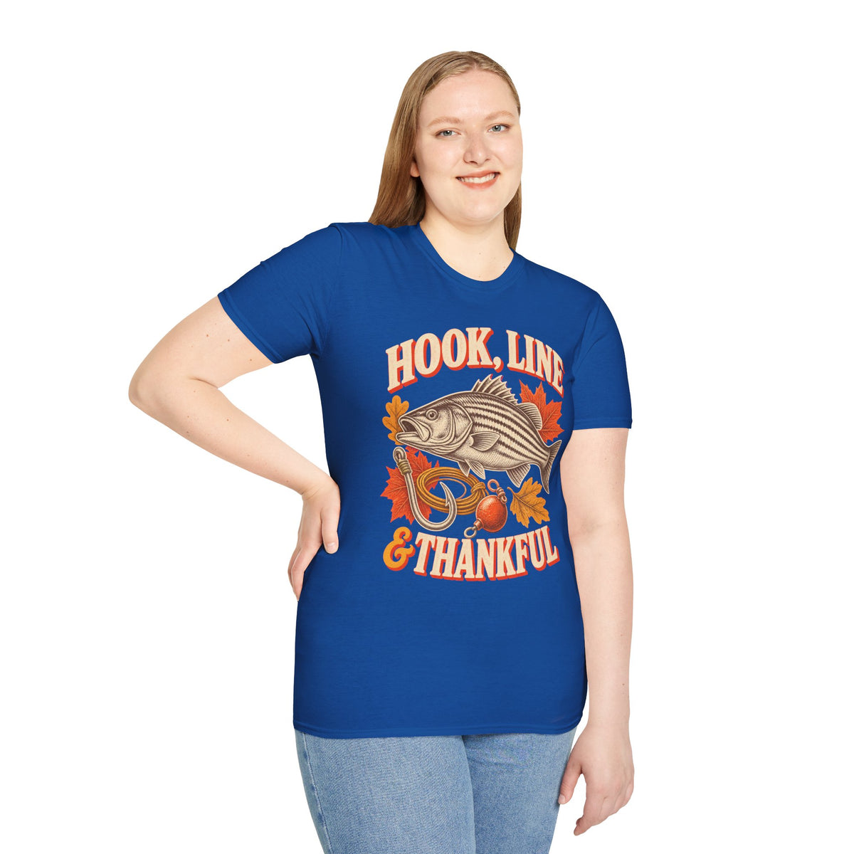 Hook, Line & Thankful Fishing Thanksgiving T-Shirt
