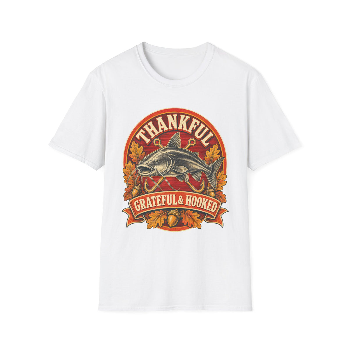 Thankful Grateful & Hooked Fishing T-Shirt