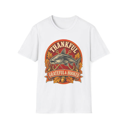 Thankful Grateful & Hooked Fishing T-Shirt