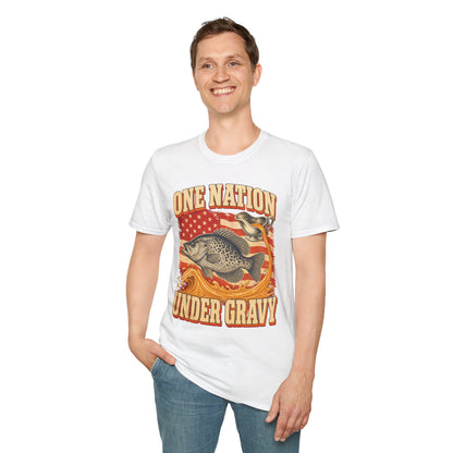 One Nation Under Gravy Funny Fish Thanksgiving T-Shirt