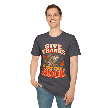 Give Thanks, Set the Hook Thanksgiving Fishing T-Shirt