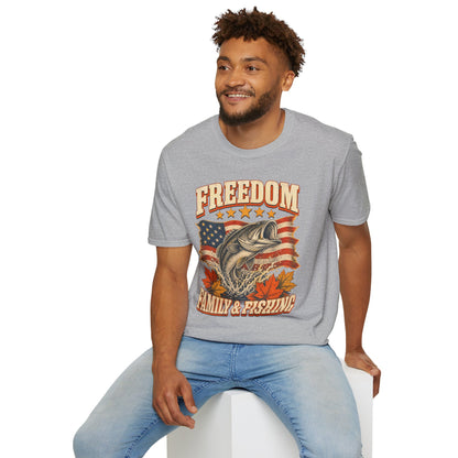 Freedom Family & Fishing American Flag T-Shirt