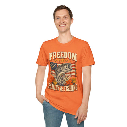Freedom Family & Fishing American Flag T-Shirt