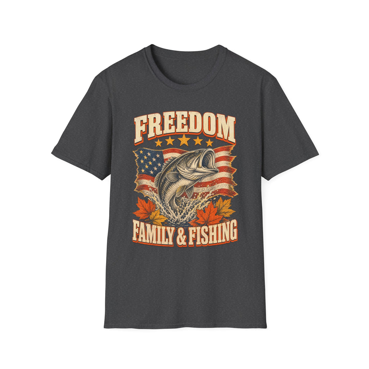 Freedom Family & Fishing American Flag T-Shirt
