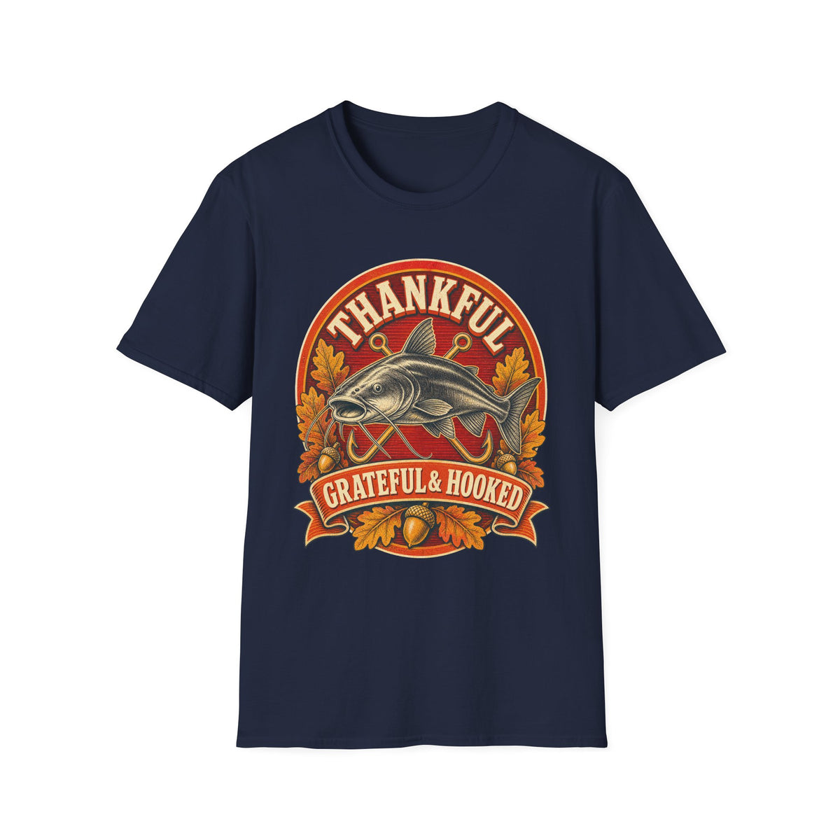 Thankful Grateful & Hooked Fishing T-Shirt